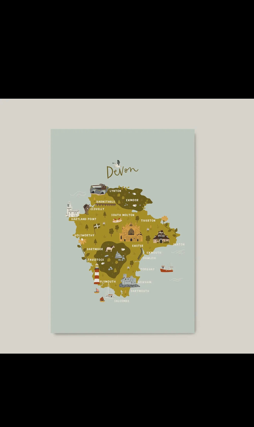 A4 Devon Map Print